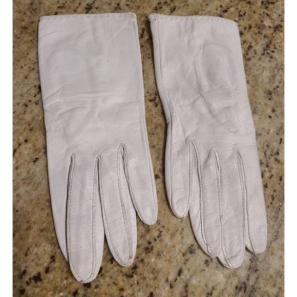 Nordstrom Accessories Vintage Size 6 Small White Leather Lined 8